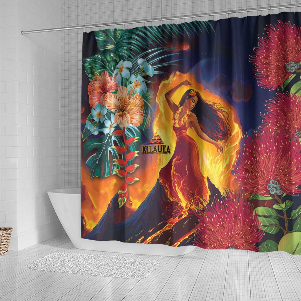 Hawaii Kilauea Big Islands Shower Curtain Pele Goddess With Tropical Flowers LT14 - Polynesian Pride