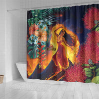 Hawaii Kilauea Big Islands Shower Curtain Pele Goddess With Tropical Flowers LT14 - Polynesian Pride