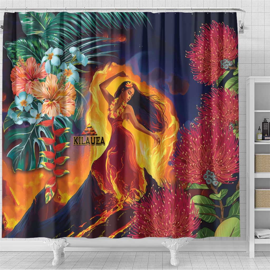 Hawaii Kilauea Big Islands Shower Curtain Pele Goddess With Tropical Flowers LT14 - Polynesian Pride