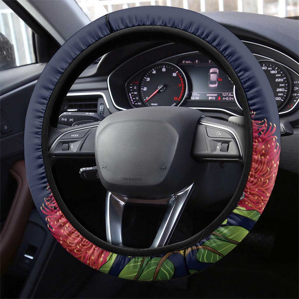 Hawaii Kilauea Big Islands Steering Wheel Cover Pele Goddess With Tropical Flowers