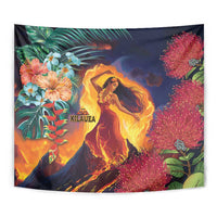 Hawaii Kilauea Big Islands Tapestry Pele Goddess With Tropical Flowers