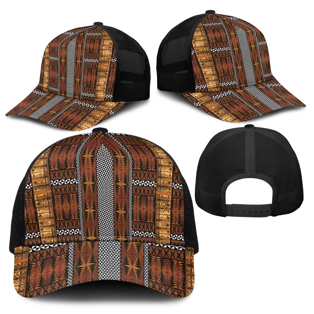 Malo e Lelei Tonga Baseball Net Cap Tongan Ngatu Tapa Cloth - Polynesian Pride