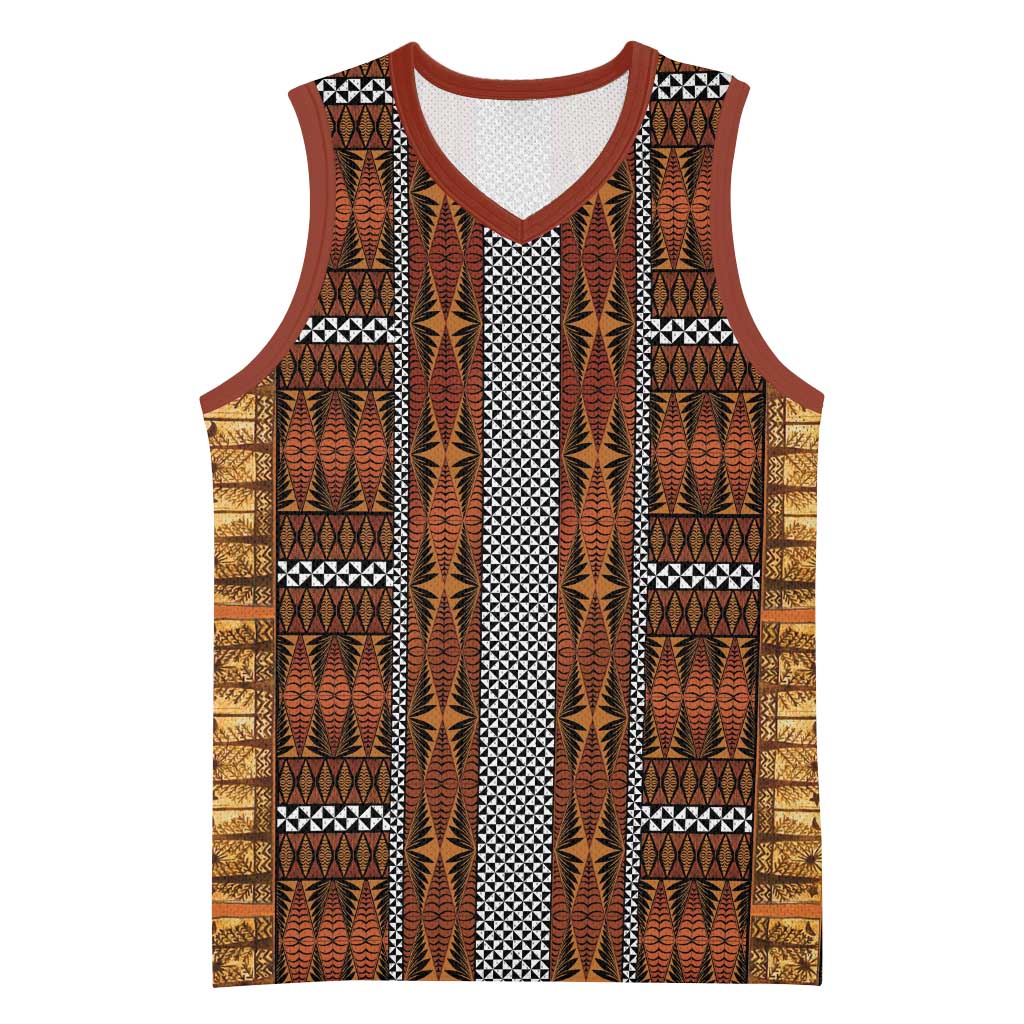 Malo e Lelei Tonga Basketball Jersey Tongan Ngatu Tapa Cloth LT14 Unisex Orange - Polynesian Pride