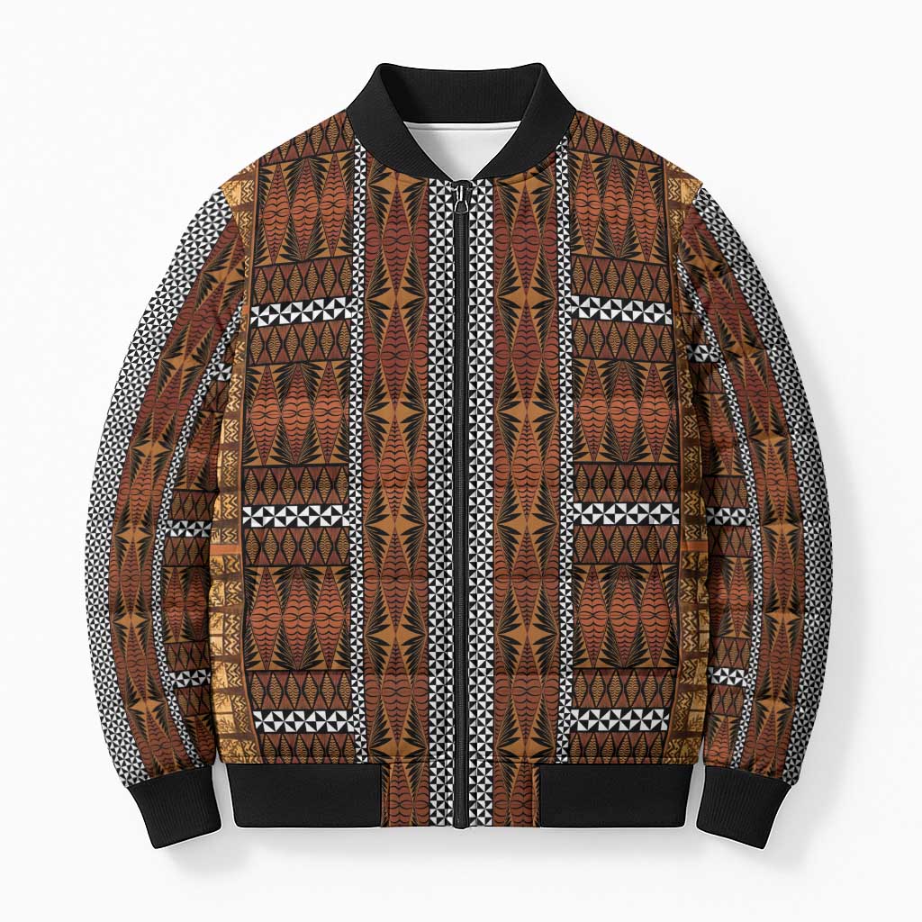 Malo e Lelei Tonga Bomber Puffer Jacket Tongan Ngatu Tapa Cloth LT14 Unisex Orange - Polynesian Pride