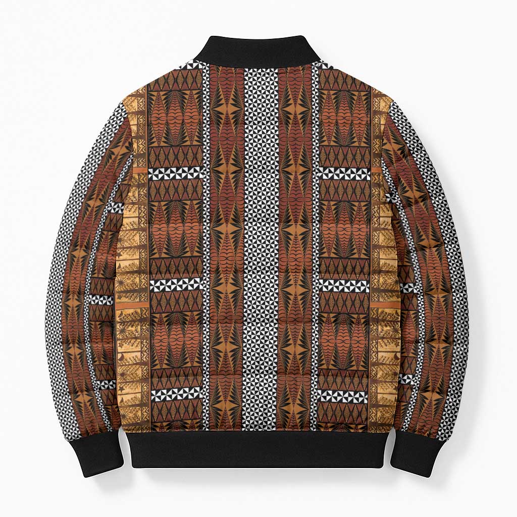 Malo e Lelei Tonga Bomber Puffer Jacket Tongan Ngatu Tapa Cloth LT14 - Polynesian Pride