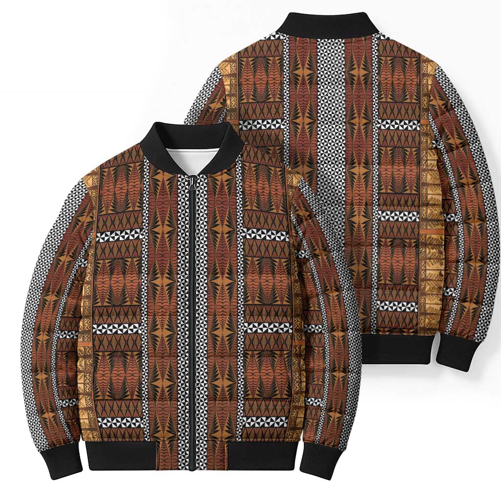 Malo e Lelei Tonga Bomber Puffer Jacket Tongan Ngatu Tapa Cloth LT14 - Polynesian Pride