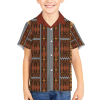 Malo e Lelei Tonga Family Matching Puletasi and Hawaiian Shirt Tongan Ngatu Tapa Cloth LT14 Son's Shirt Orange - Polynesian Pride