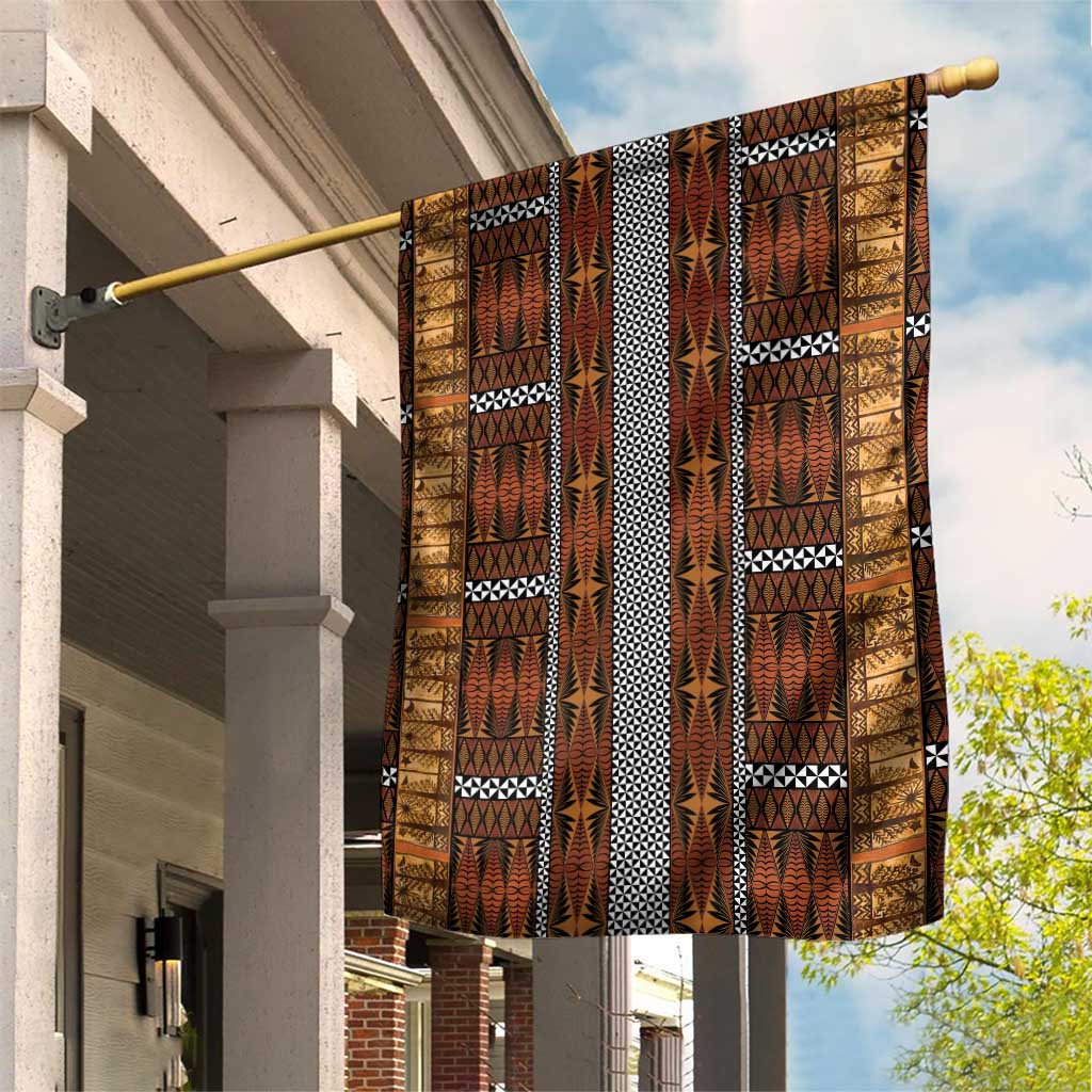 Malo e Lelei Tonga Garden Flag Tongan Ngatu Tapa Cloth LT14 House Flag Orange - Polynesian Pride
