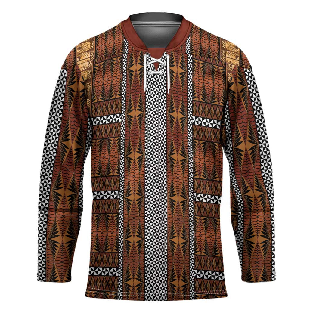 Malo e Lelei Tonga Hockey Jersey Tongan Ngatu Tapa Cloth LT14 Unisex Orange - Polynesian Pride