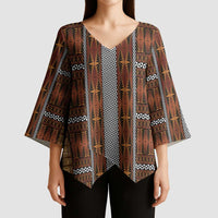 Malo e Lelei Tonga Kimono Sleeve Blouse Tongan Ngatu Tapa Cloth - Polynesian Pride