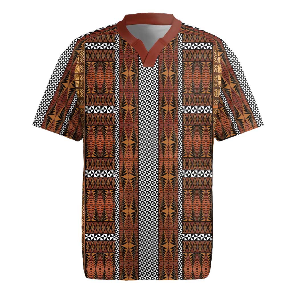 Malo e Lelei Tonga Rugby Jersey Tongan Ngatu Tapa Cloth LT14 Orange - Polynesian Pride