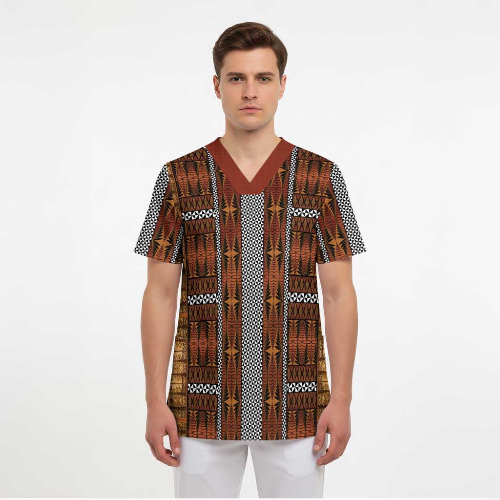 Malo e Lelei Tonga Scrub Top Tongan Ngatu Tapa Cloth - Polynesian Pride