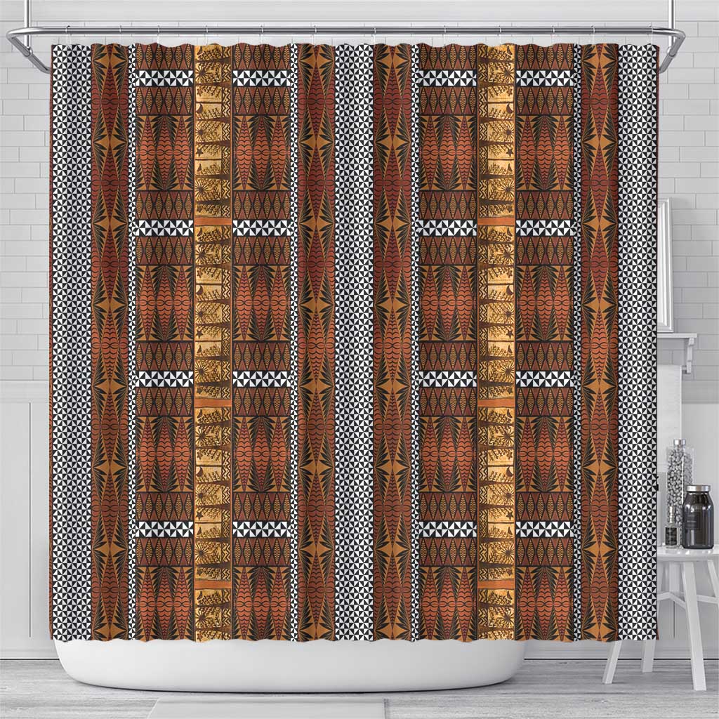 Malo e Lelei Tonga Shower Curtain Tongan Ngatu Tapa Cloth - Polynesian Pride