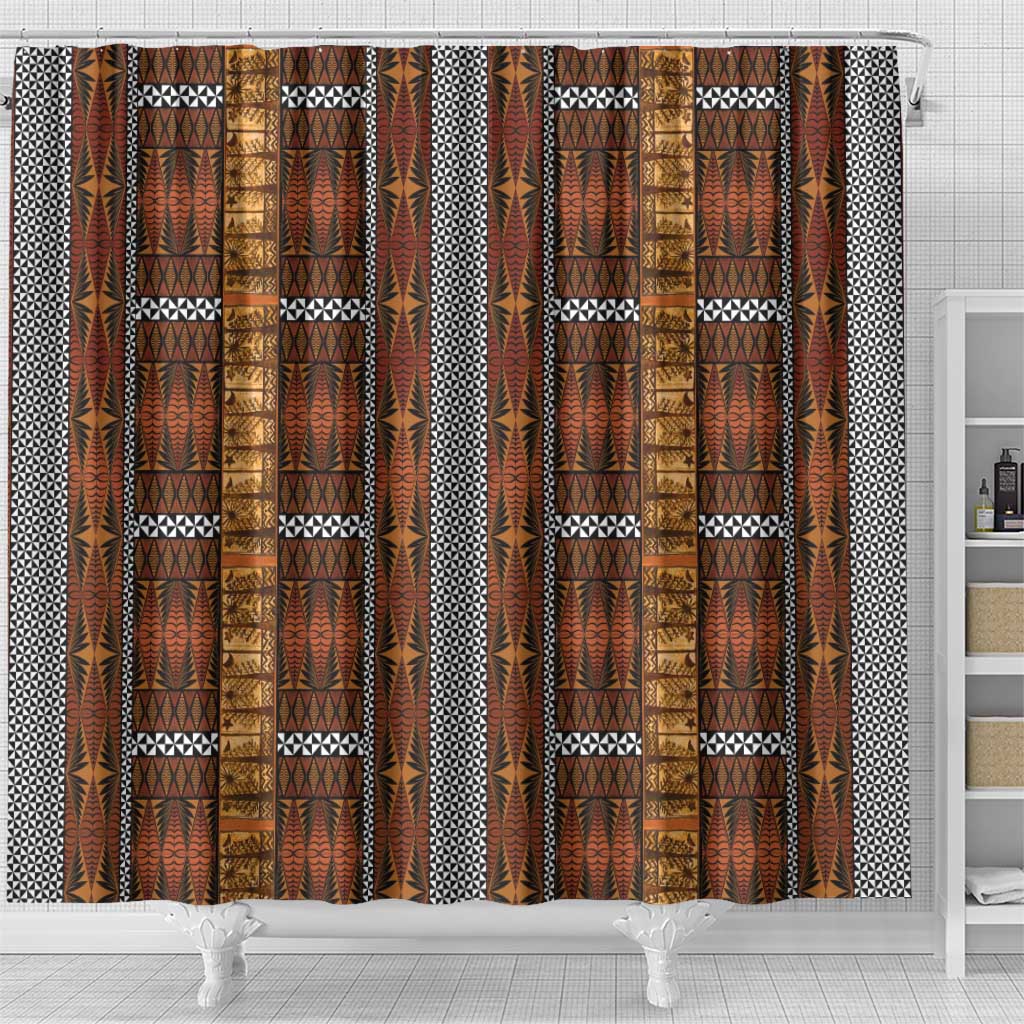 Malo e Lelei Tonga Shower Curtain Tongan Ngatu Tapa Cloth - Polynesian Pride