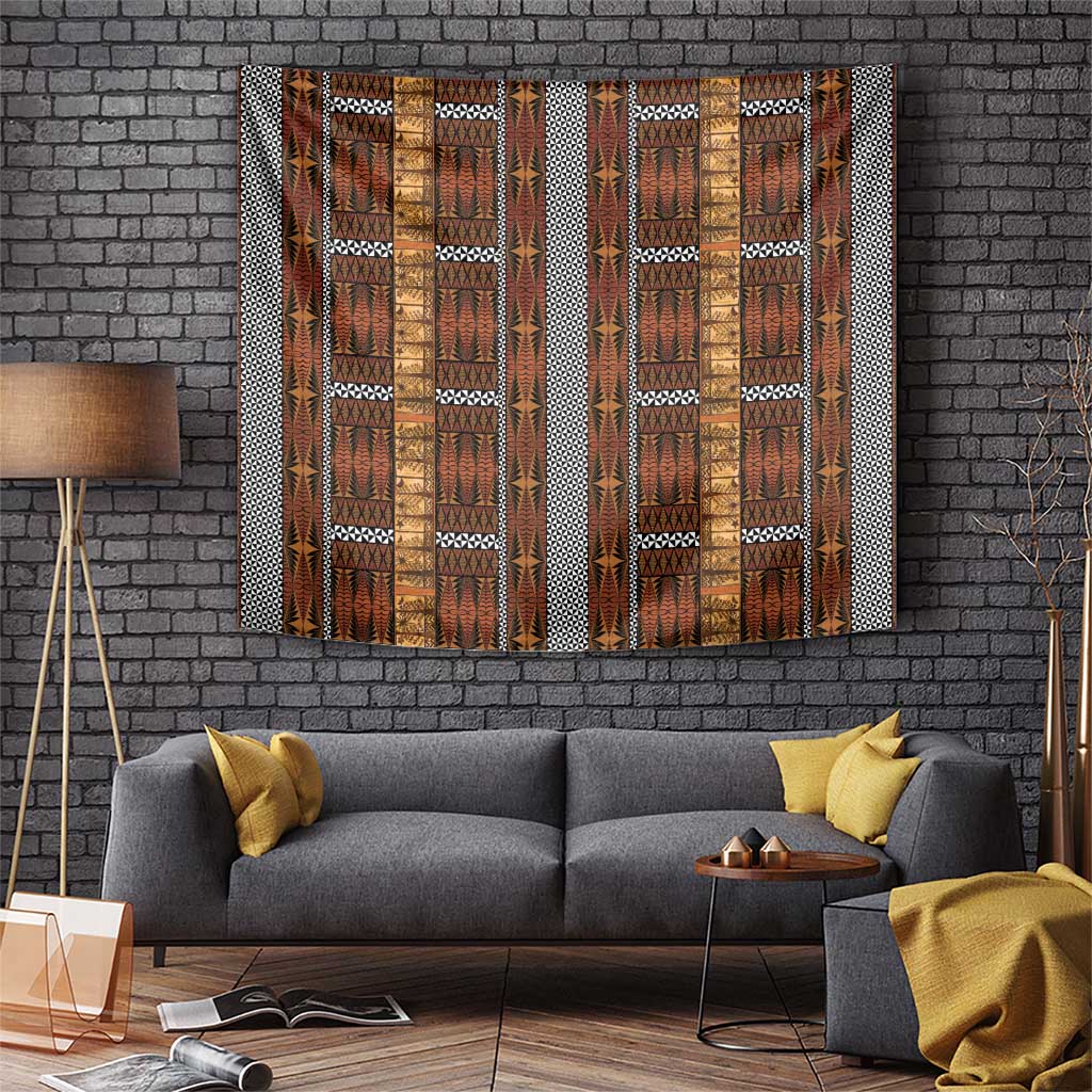Malo e Lelei Tonga Tapestry Tongan Ngatu Tapa Cloth LT14 Orange - Polynesian Pride