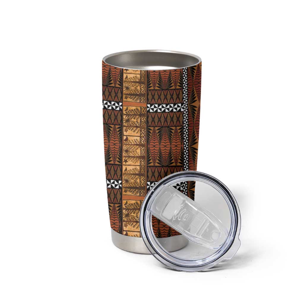 Malo e Lelei Tonga Tumbler Cup Tongan Ngatu Tapa Cloth - Polynesian Pride