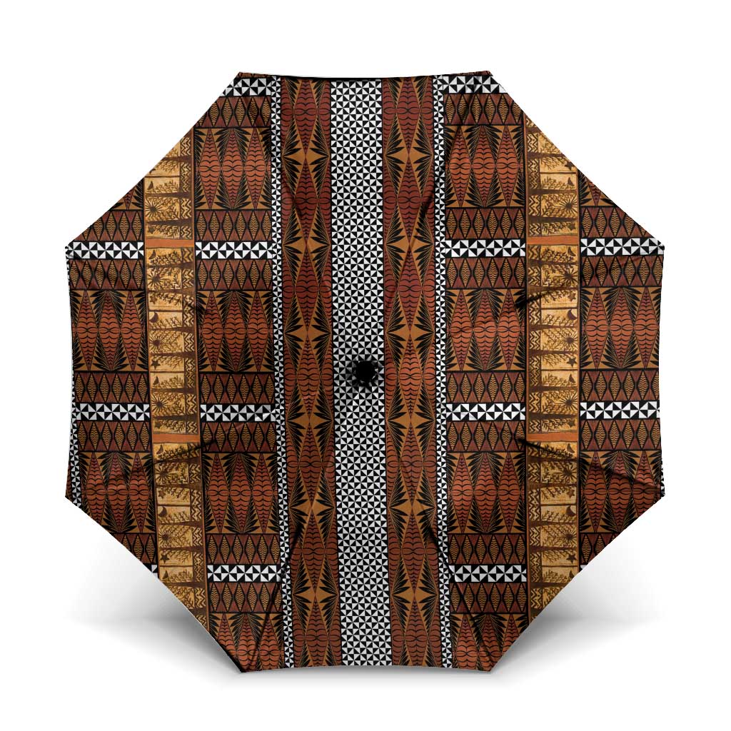 Malo e Lelei Tonga Umbrella Tongan Ngatu Tapa Cloth LT14 One Size Folded 11.42 inch Opened Diameter 37.4 inch Orange - Polynesian Pride