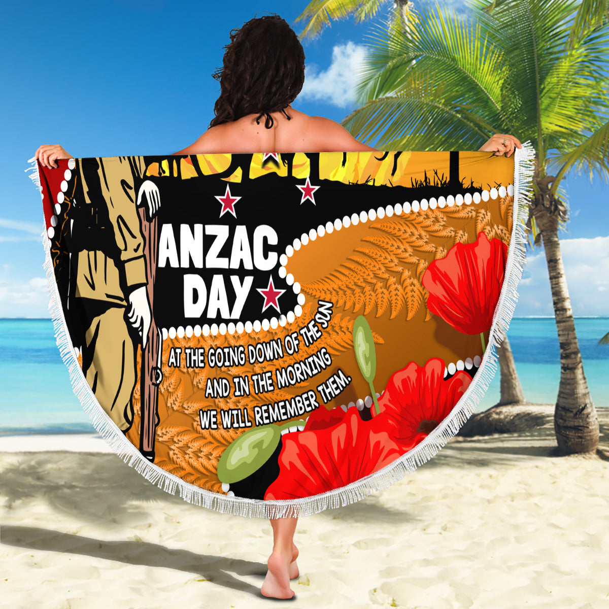 New Zealand And Australia ANZAC Day Beach Blanket Aboriginal Maori Starring Night Style