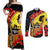 New Zealand And Australia ANZAC Day Couples Matching Off Shoulder Maxi Dress and Long Sleeve Button Shirt Aboriginal Maori Starring Night Style LT14 Gold - Polynesian Pride