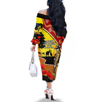 New Zealand And Australia ANZAC Day Family Matching Off Shoulder Long Sleeve Dress and Hawaiian Shirt Aboriginal Maori Starring Night Style LT14 - Polynesian Pride