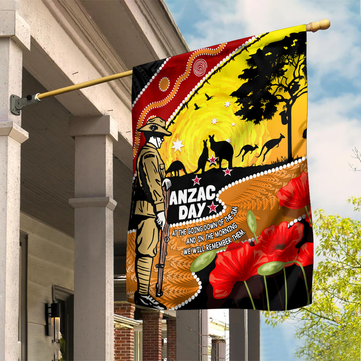 New Zealand And Australia ANZAC Day Garden Flag Aboriginal Maori Starring Night Style