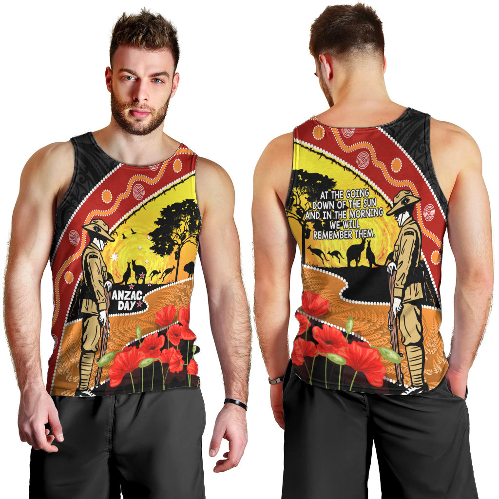New Zealand And Australia ANZAC Day Men Tank Top Aboriginal Maori Starring Night Style LT14 - Polynesian Pride