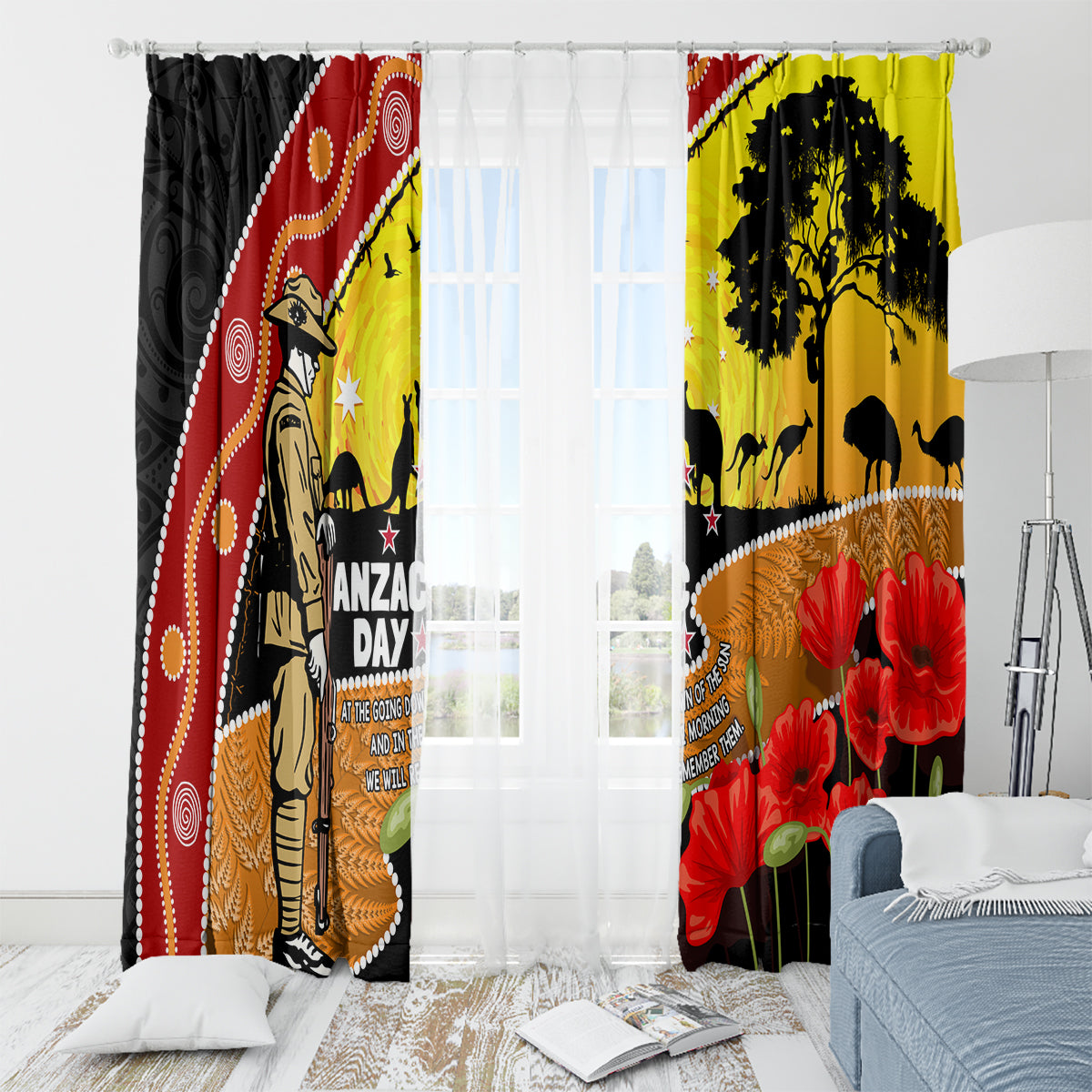New Zealand And Australia ANZAC Day Window Curtain Aboriginal Maori Starring Night Style