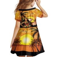 Aloha Hawaii Women's Day Family Matching Off Shoulder Long Sleeve Dress and Hawaiian Shirt Hula Girl With Sunset Vibes LT14 - Polynesian Pride