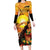 Aloha Hawaii Women's Day Long Sleeve Bodycon Dress Hula Girl With Sunset Vibes LT14 Long Dress Yellow - Polynesian Pride