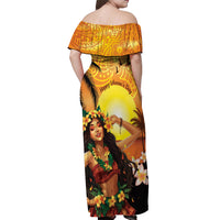 Aloha Hawaii Women's Day Off Shoulder Maxi Dress Hula Girl With Sunset Vibes LT14 - Polynesian Pride