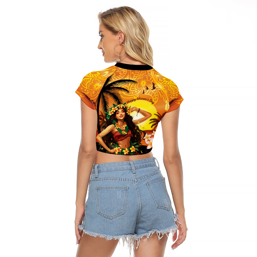 Aloha Hawaii Women's Day Raglan Cropped T Shirt Hula Girl With Sunset Vibes LT14 - Polynesian Pride