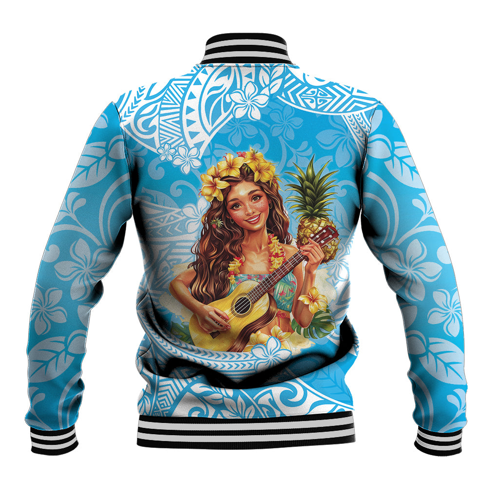 Aloha Hawaii Women's Day Baseball Jacket Hula Girl With Ukulele Tropical Style LT14 - Polynesian Pride