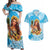 Aloha Hawaii Women's Day Couples Matching Off Shoulder Maxi Dress and Hawaiian Shirt Hula Girl With Ukulele Tropical Style LT14 Blue - Polynesian Pride