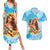 Aloha Hawaii Women's Day Couples Matching Summer Maxi Dress and Hawaiian Shirt Hula Girl With Ukulele Tropical Style LT14 Blue - Polynesian Pride