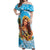 Aloha Hawaii Women's Day Off Shoulder Maxi Dress Hula Girl With Ukulele Tropical Style LT14 Women Blue - Polynesian Pride
