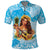 Aloha Hawaii Women's Day Polo Shirt Hula Girl With Ukulele Tropical Style LT14 Blue - Polynesian Pride