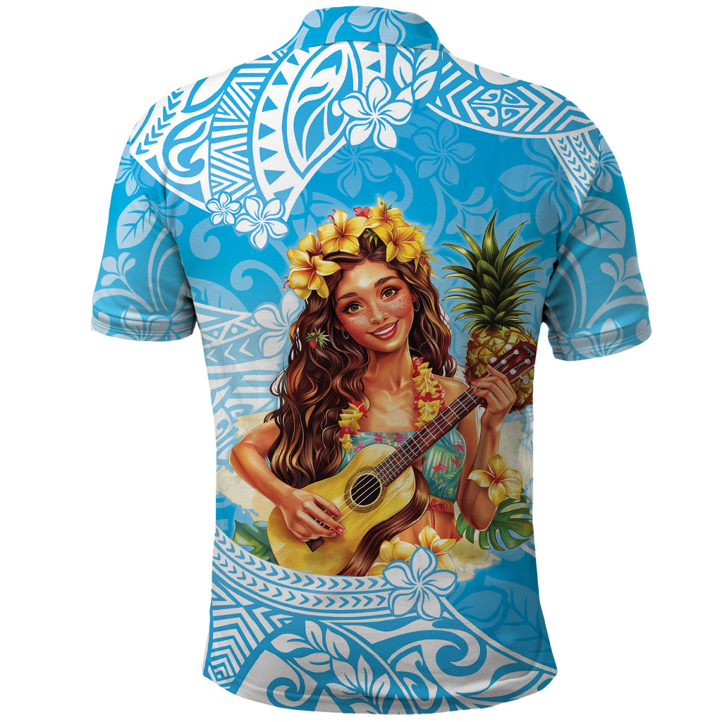 Aloha Hawaii Women's Day Polo Shirt Hula Girl With Ukulele Tropical Style LT14 - Polynesian Pride