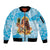 Aloha Hawaii Women's Day Sleeve Zip Bomber Jacket Hula Girl With Ukulele Tropical Style LT14 Unisex Blue - Polynesian Pride