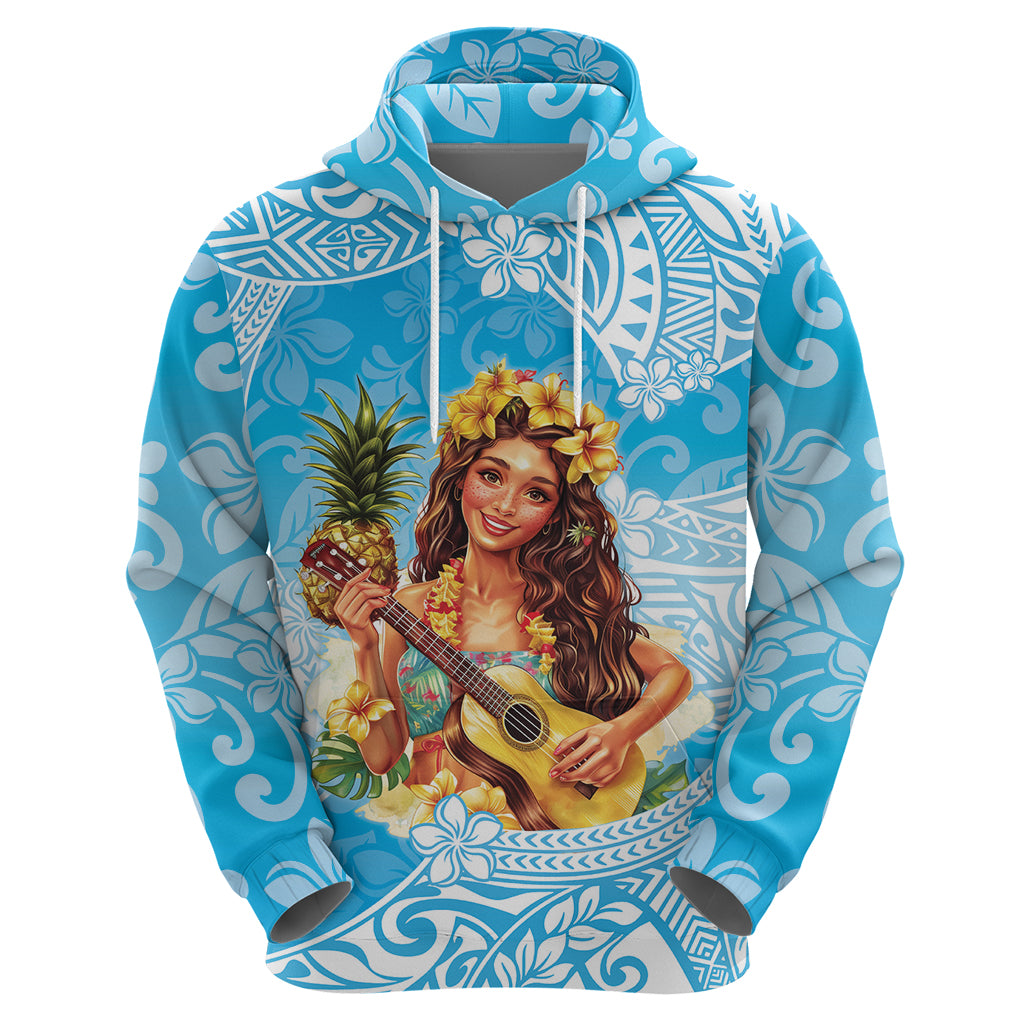 Aloha Hawaii Women's Day Zip Hoodie Hula Girl With Ukulele Tropical Style LT14 - Polynesian Pride