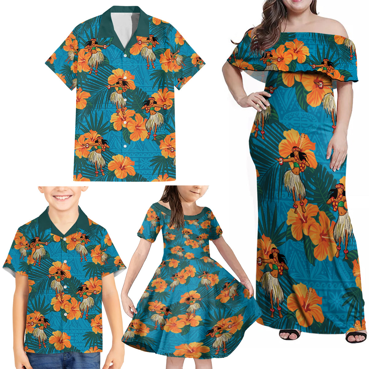 Hawaii Luau Party Family Matching Off Shoulder Maxi Dress and Hawaiian - Polynesian Pride Hawaii Luau Party Family Matching Off Shoulder Maxi Dress and Hawaiian - Polynesian Pride