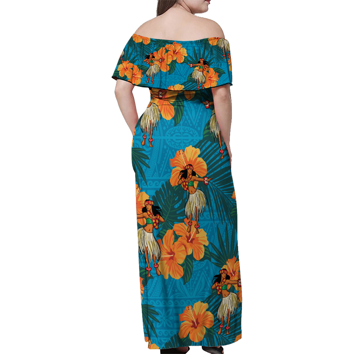 hawaiian party dress Aurora Orange Maxi Hawaiian Dress for Tropical Vibes