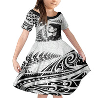 New Zealand Women's Day Family Matching Mermaid Dress and Hawaiian Shirt Aotearoa Kia Whakapumau Te Mana Wahine LT14 Daughter's Dress White - Polynesian Pride