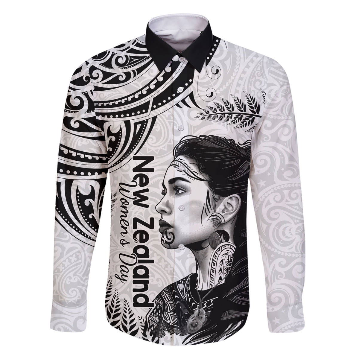 New Zealand Women's Day Family Matching Short Sleeve Bodycon Dress and Hawaiian Shirt Aotearoa Kia Whakapumau Te Mana Wahine LT14 Dad's Shirt - Long Sleeve White - Polynesian Pride