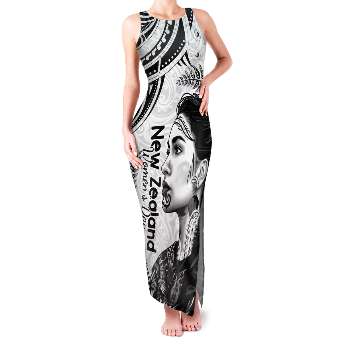 New Zealand Women's Day Family Matching Tank Maxi Dress and Hawaiian Shirt Aotearoa Kia Whakapumau Te Mana Wahine LT14 Mom's Dress White - Polynesian Pride
