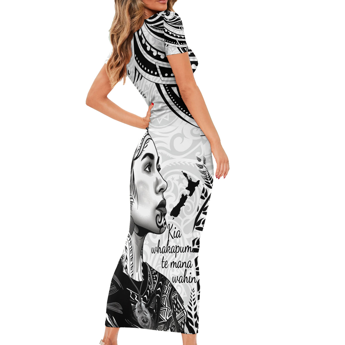 New Zealand Women's Day Short Sleeve Bodycon Dress Aotearoa Kia Whakapumau Te Mana Wahine LT14 - Polynesian Pride