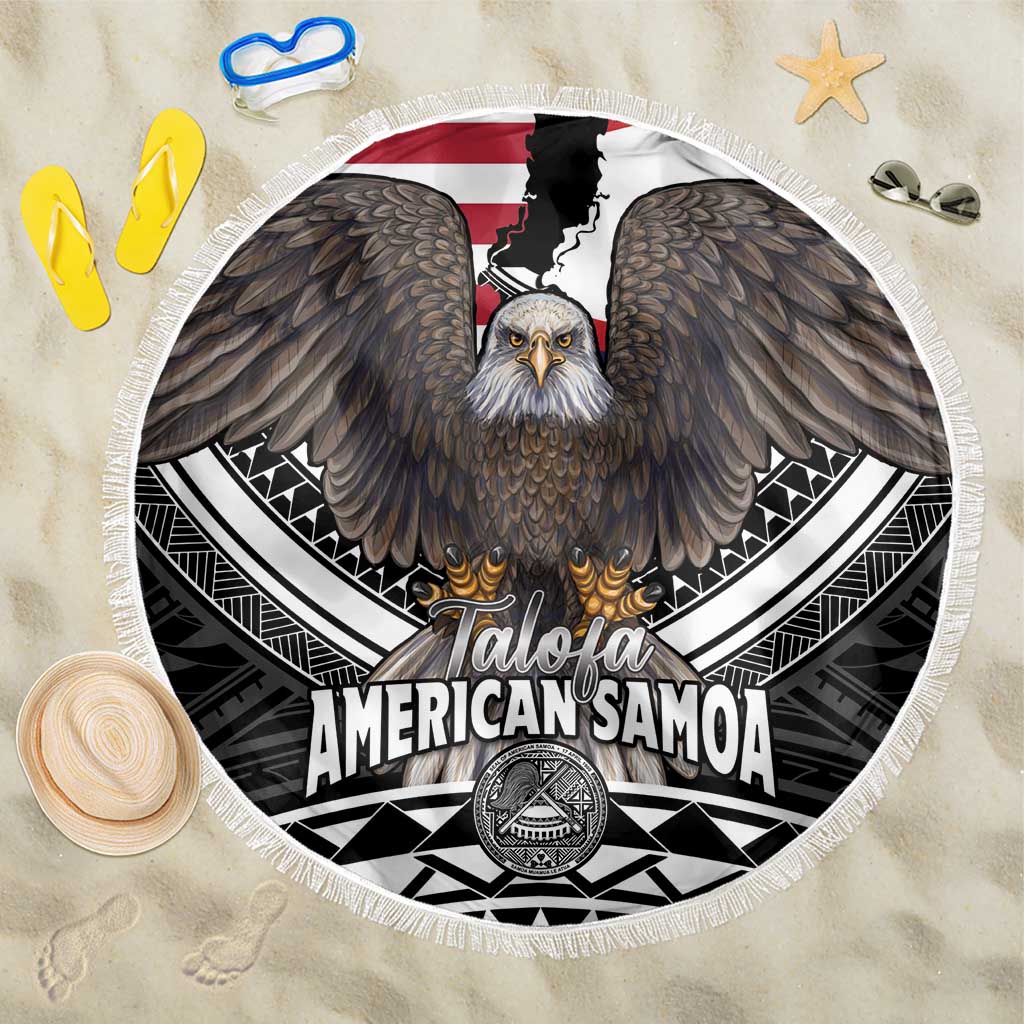 Talofa American Samoa Flag Day Beach Blanket Bald Eagle Polynesian Tattoo LT14 One Size 150cm Black - Polynesian Pride