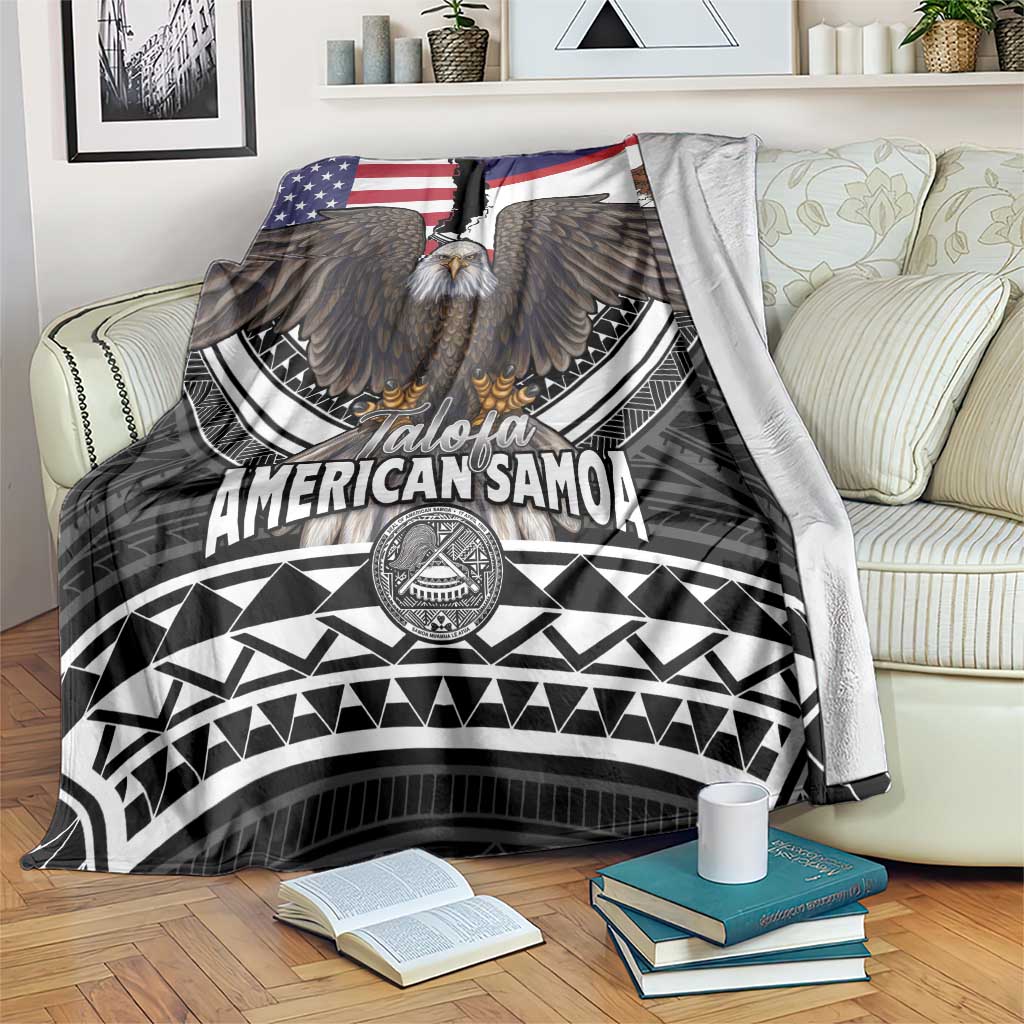Talofa American Samoa Flag Day Blanket Bald Eagle Polynesian Tattoo LT14 Black - Polynesian Pride