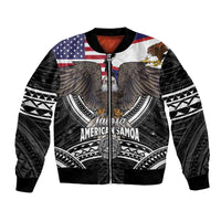 Talofa American Samoa Flag Day Bomber Jacket Bald Eagle Polynesian Tattoo LT14 Unisex Black - Polynesian Pride