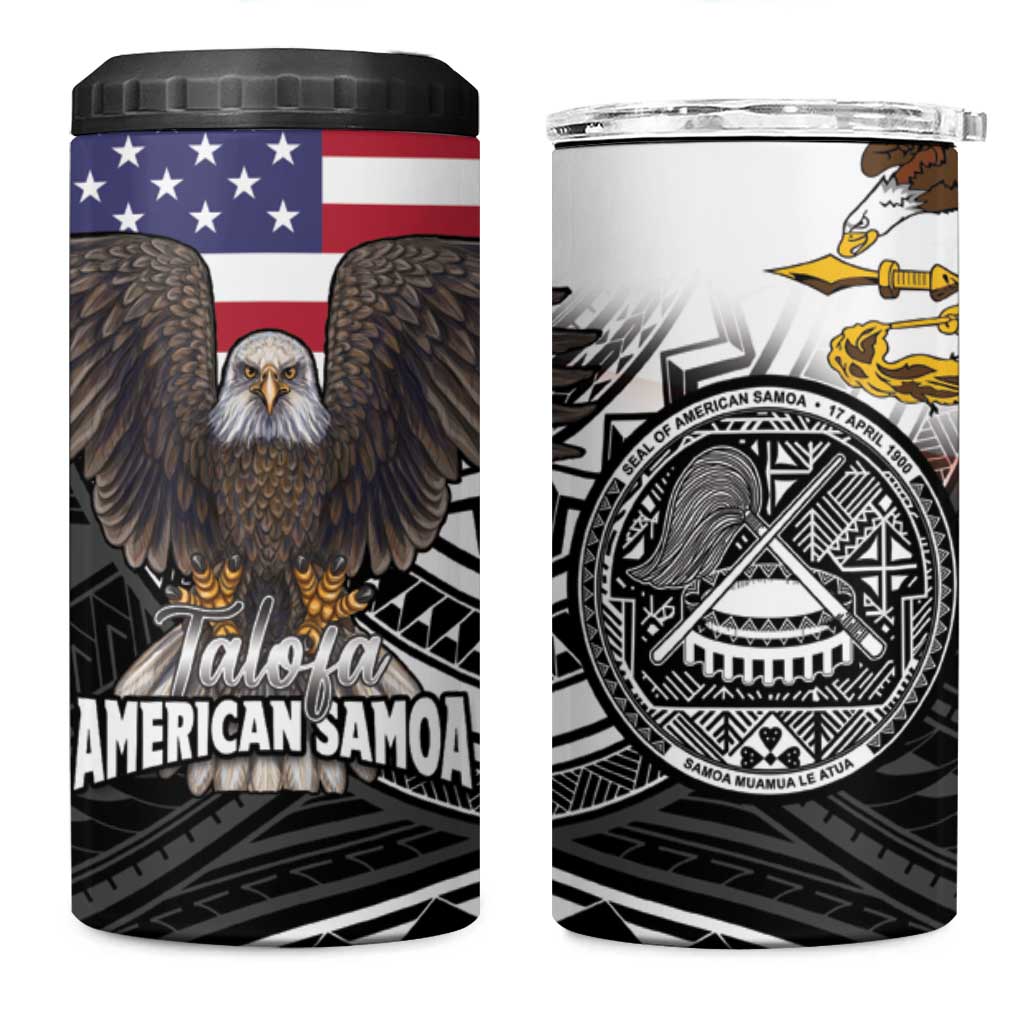 Talofa American Samoa Flag Day 4 in 1 Can Cooler Tumbler Bald Eagle Polynesian Tattoo LT14 One Size: 16 oz Black - Polynesian Pride