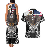 Talofa American Samoa Flag Day Couples Matching Tank Maxi Dress and Hawaiian Shirt Bald Eagle Polynesian Tattoo